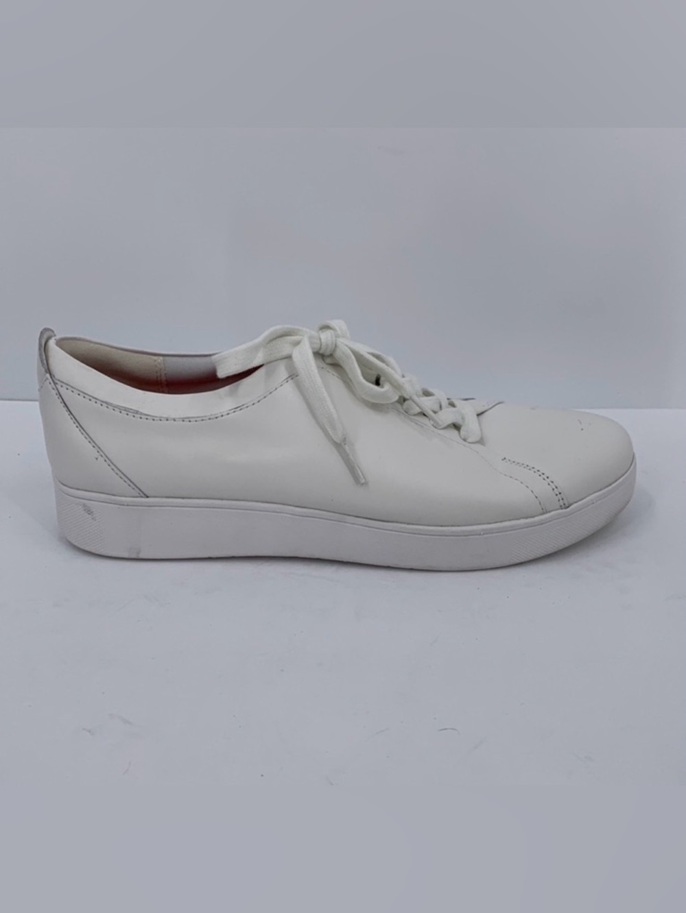 Fit Flop Rally white leather sneakers comfort lace tie flat shoe women 11